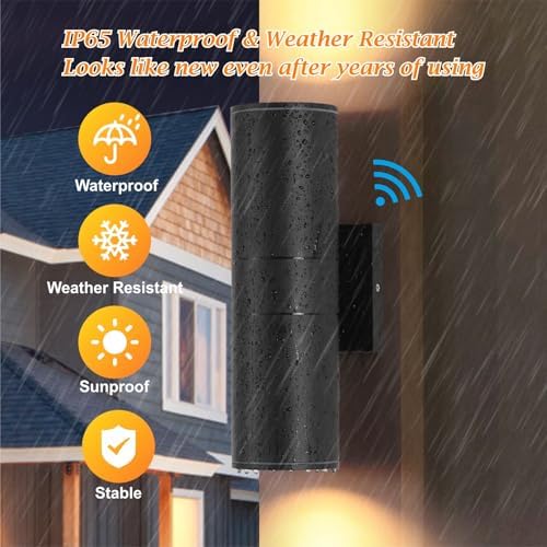 DAKAFUL Dusk to Dawn Outdoor Lighting Sensor Wall Lights 1 Pack, 12W 2700K Integrated LED Cylinder Up Down Lights Outdoor, IP65 Waterproof Aluminum Wall Sconce Exterior Wall Light for Porch Patio etc. - Image 4