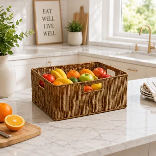 Jumbo Wicker Basket, Rectangular Wicker Basket for Storage, 16.5 x 13 x 7.5 - Image 4