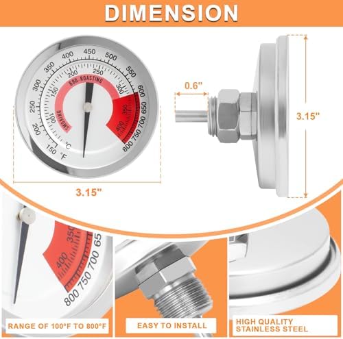 Thermometer Gauge for KitchenAid 720-0745 720-0954 Grill Parts Replacement - Image 4
