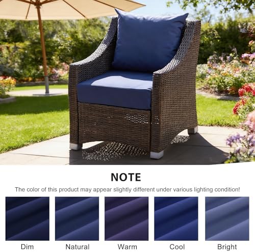 Outdoor Deep Seat Cushion Set, 24x24 Inch, Navy Blue, Set of 1 - Image 6