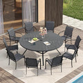 VICLLAX Patio Table and Chair Set of 10, All Weather Metal Round Outdoor Dining Furniture Set-59.9" Round Outdoor Table and Chairs, Grey Tabletop by HOME