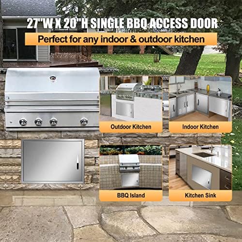 BBQ Access Single Doors 27Wx20H Flush Mount Stainless Steel Outdoor Kitchen Door for Outside Cabinets and BBQ Island - Image 3