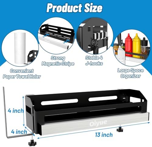 Griddle Caddy for Blackstone Griddles 17"/22"/28"/36"/Prep Cart, Space Saving Blackstone Griddle Accessories, BBQ Grill Storage Organizer with Magnetic Tool Holder & Paper Towel Holder & J-Hooks - Image 2