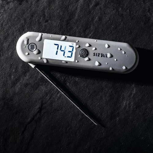 ThermoWorks Sizzle Digital Meat Thermometer – Instant Read in 2 Seconds, Waterproof, Folding Probe with Magnetic Back, Auto-Rotating Backlit Display, for Cooking Food, Grill & BBQ - Dove Grey - Image 3