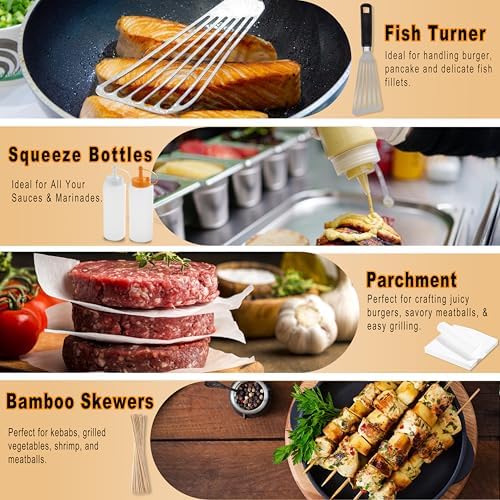 238pcs Premium Griddle Accessories Kit, Griddle Tools for Flat Top Grill with Enlarged Spatulas, Burger Press, Basting Cover, Flat Top Grill Accessories for Outdoor BBQ Teppanyaki - Image 6