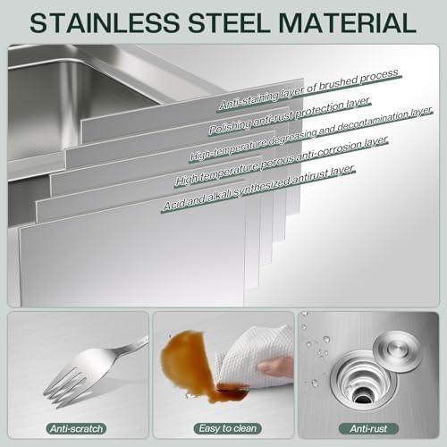 Jocisland 84-Inch Stainless Steel Utility Sink Cabinet with Faucet - Image 4