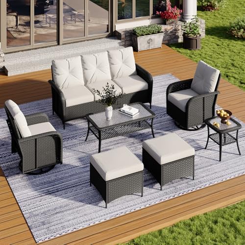 Aoxun 7-Piece Wicker Rattan Patio Furniture Set with Thick Cushions - Image 2