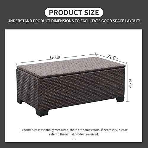Rattaner Outdoor Storage Table Wicker Patio Coffee Table All-Weather Wicker Side Table with Waterproof Cover, Brown - Image 2