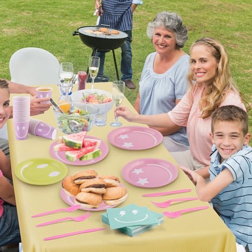 Kochorie 254 Pcs Preppy Smile Face Party Supplies Pastel Tableware Set - Image 6