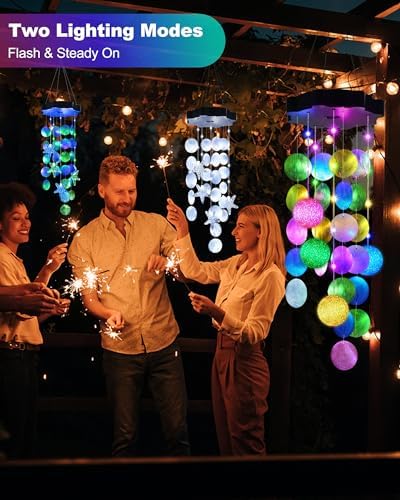 Toodour Solar Wind Chimes for Outside, Hanging Pastel Lights with 2 Modes - Image 2