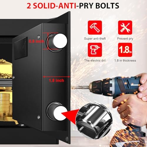1.0 Cub Small Safes for Home Use Fire and Water Proof, Digital Security Fire Safe Box with Combination Lock, Spare Keys and Removable Shelf, Home Safe Fireproof Waterproof for Document Money Valuables - Image 2