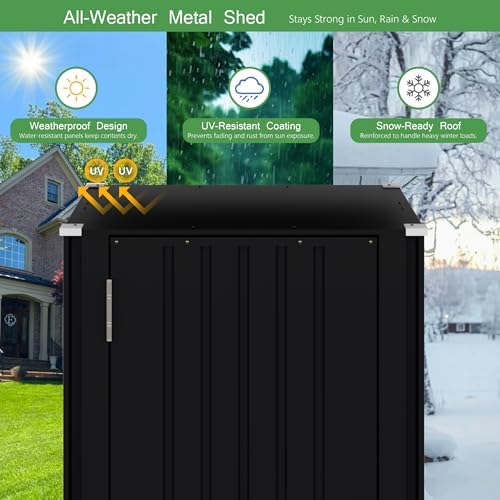Devoko 22 Cuft Vertical Storage Shed Without Adjustable Shelves, Black - Image 4
