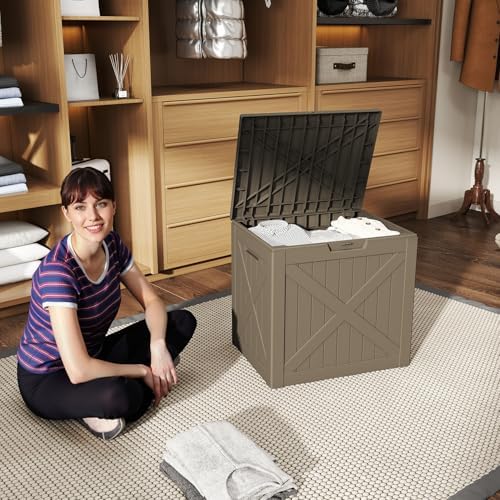 ROJIK 33 Gallon Resin Deck Box, Lockable Waterproof Weatherproof Outdoor Storage Container for Garden Tools, Cushions & Outdoor Accessories(Grey) - Image 3