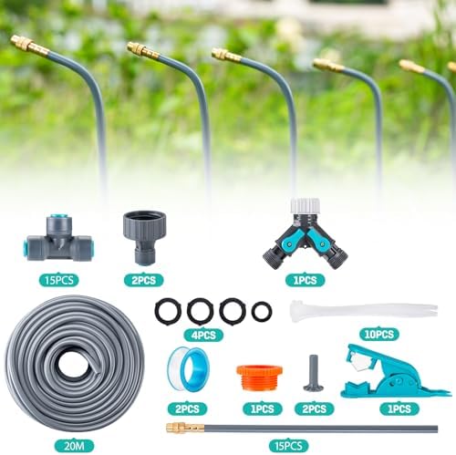 64FT Drip Irrigation System 1/4", 360° Adjustable Misting Kit for Outdoor - Image 2