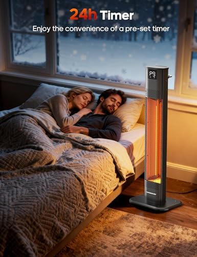 VAGKRI Outdoor Heater, 1s Instant Heating 42in Infrared Patio Heaters, 9 Heat Levels, 24H Timer, IPX5 Waterproof Electric Patio Heaters for Garden, Deck, Restaurant, Garage, Indoor & Outdoor Use - Image 5
