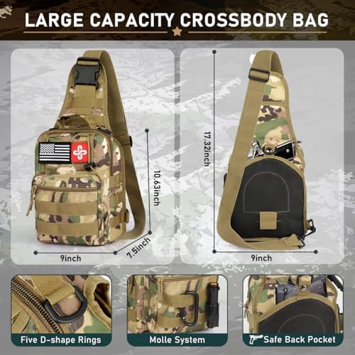 Survival Kit, 262Pcs Survival Gear and Supplies with First Aid Kit Pouch and Crossbody Bag, Emergency Kit with Tent, Camping Axe Hammer, Survival Shovel w/Pick, Bug Out Bag Gifts for Men Women - Image 2