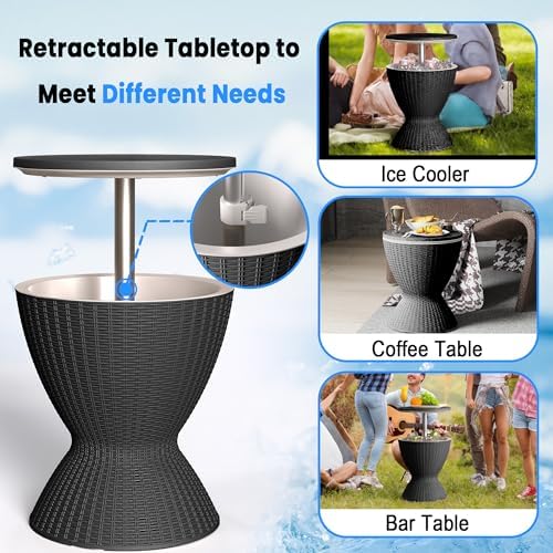 EasyUp Outdoor Cooler Bar Table, 8 Gallon, Black - Image 4
