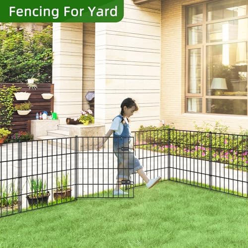 Metal Garden Fence with Gate 28 in x 23.3 ft, Dog Fence Outdoor for Yard - Image 6