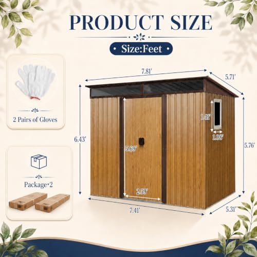 8X6 FT Outdoor Metal Storage with Lockable Sliding Doors - Image 4