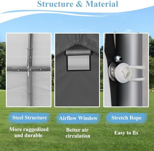 8x14 Ft Outdoor Storage Shelter, Heavy Duty Waterproof Portable Shed with Roll-up Zipper Door and Ventilated Windows for Motorcycle, Bike, Tools - Image 6