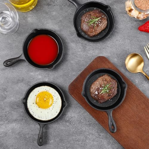 4 Pack Mini Cast Iron Skillets with Handle, 4 Inch Black - Image 6