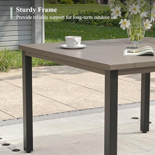 Outdoor Dining Table with Adjustable Umbrella Hole, 40.2" All-Weather Square Patio Dining Table for 4, Metal Patio Table for Garden Lawn Porch Deck Yard, Grey - Image 5