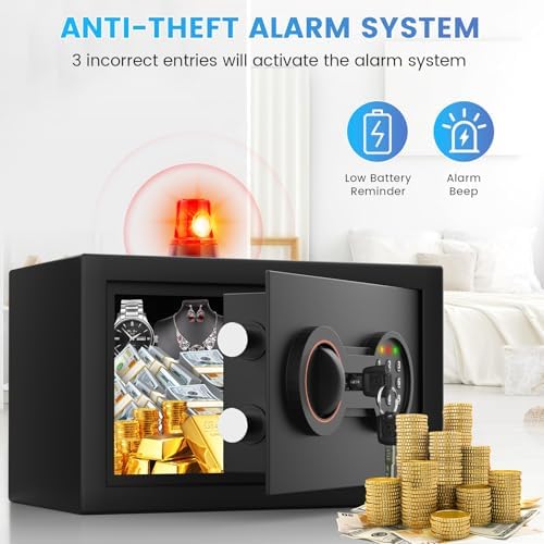 0.3 Cub Small Safe for Home, 6.69"H Safe Box with Fireproof Waterproof Bag - Image 6