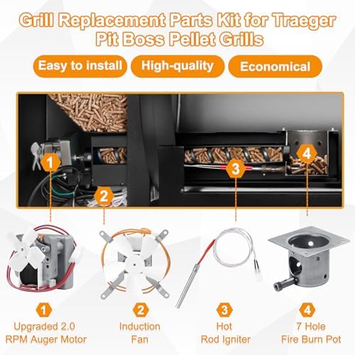 Upgrade Grills Replacement Parts Kit for Pit Boss, Traeger Wood Pellet Grills, Include 2.0 RPM Auger Motor, Hot Rod Ignitor, Fire Burn Pot, Induction Fan, Fit for Camp Chef, Z Grills Pellet Grill - Image 6