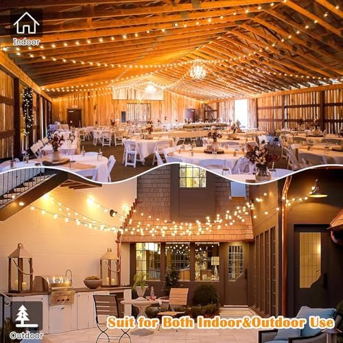 Brightever 120ft Outdoor G40 LED Globe String Lights Dimmable Waterproof Shatterproof Light Strings with 60+2 Bulbs Connectable Commercial Hanging Lights for Patio House Backyard Balcony - Image 6