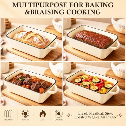 2-in-1 Enameled Cast Iron Dutch Oven, 5 Qt Sourdough Bread Oven with Lid - Image 4