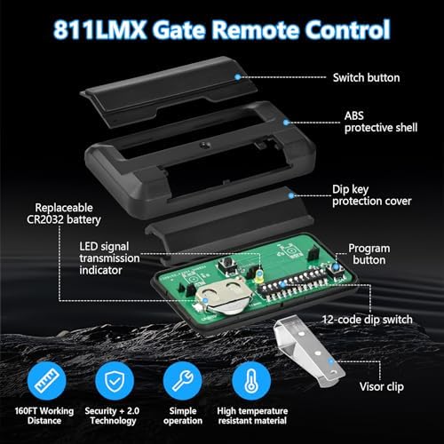for Liftmaster 811LMX Gate Remote and for Liftmaster 850LM Gate and Garage Door Opener Receiver, 811LMX Remote Works with 850LM Receiver, Compatible with Most Gate and Commercial Door Operators - Image 2