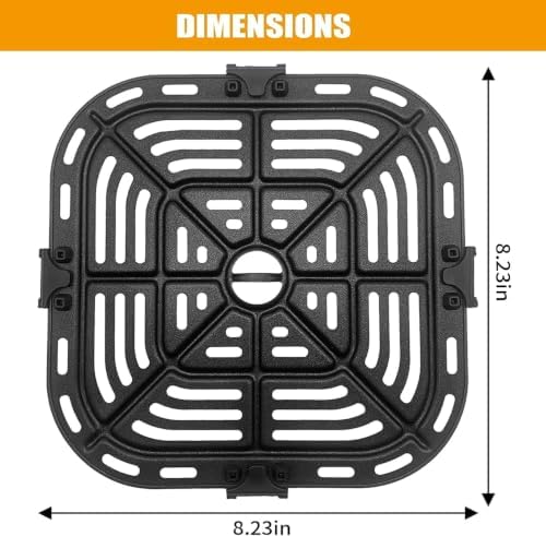 Air Fryer Grill Pan for COSORI Square Air Fryer Pro LE 5 Qt, Non-Stick 8.23’’*8.23’’ Air Fryer Rack Replacement Parts Accessories Grill Plate Crisper Plate Tray with Rubber Bumpers, Dishwasher Safe - Image 3