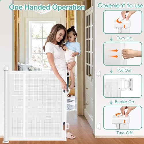 EZIGO 150 Inch Retractable Baby Gates Extra Wide Reinforced Baby Dog Gate - Image 5