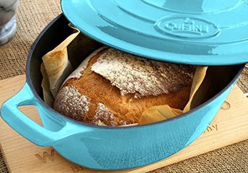 La Cuisine Enameled Cast Iron Oval Dutch Oven Casserole Pot with Lid 5 QT Internal Matte Black Enamel Coating for bread baking For GlassTop Oven-Safe 550°F/276°C 2-ToneTeal - Image 6