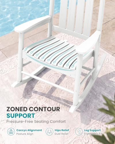 SERWALL Comfortable Outdoor Rocking Chairs Set of 3, White - Image 3