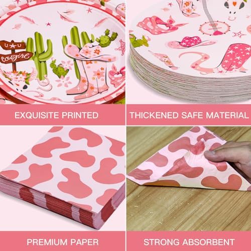 180PCS Cowgirl Paper Plates and Napkins Party Supplies Serve 60 - Image 3