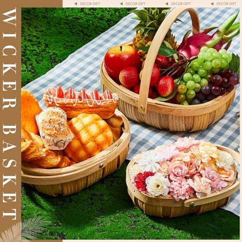 Sintuff 6 Pcs Wicker Baskets with Handles, 3 Sizes,Light Brown - Image 5