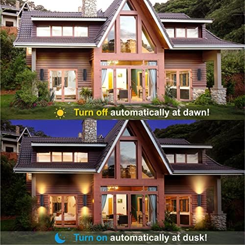DAKAFUL Dusk to Dawn Outdoor Lighting Sensor Wall Lights 1 Pack, 12W 2700K Integrated LED Cylinder Up Down Lights Outdoor, IP65 Waterproof Aluminum Wall Sconce Exterior Wall Light for Porch Patio etc. - Image 2
