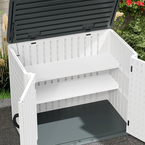 DWVO 2-Pack Resin Storage Shed Shelves, Fit for 35 Cu. Ft. Horizontal Shed 4.3x2.5x3.4 FT, 47" x 12.6" Waterproof Shelves with 8 Screws, 44 lbs Capacity, Easy to Assemble, Gray - Image 2