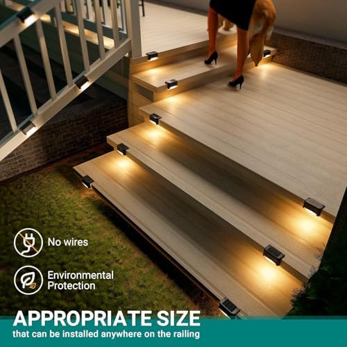 SOLPEX Solar Deck Lights Outdoor Waterproof LED 12 Pack, Warm White - Image 3