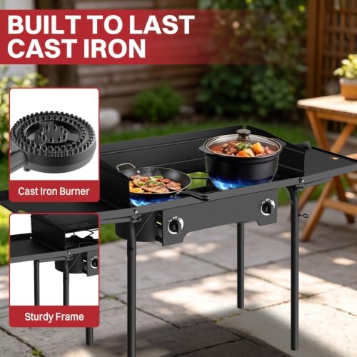 2 Burner Propane Camp Stove | 150,000 BTU | High Pressure Gas Burners - Image 5