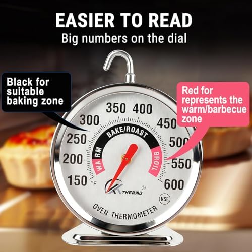 Oven Thermometer 2.75-Inch Large Dial, 150-600°F, NSF, Hook & Stand 2‑Pack - Image 7