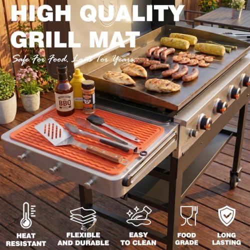 CAKETIME 2 Pack Silicone Grill Tool Mats for Weber Traeger Stove Cooking Dish Drying Barbecue Outside Festival Accessories Retirement Grandpa Men Guy Practical Housewarming Funny Gifts(Gray) - Image 2