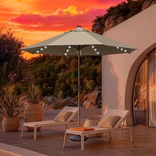 EliteShade USA 10-Year-Non-Fading 10ft Market Patio Umbrella, Commercial Grade Table Sun Umbrella with 80 Solar LED Lights, Crank Open, Windproof & UPF 50+ UV Protection for Garden, Deck, Pool, Backyard, No Tilt, Mushroom - Image 3