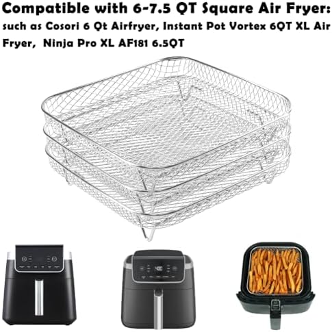 BYKITCHEN 8 inch Square Air Fryer Rack for Cosori,Ninja,Gourmia Airfryer - Image 3