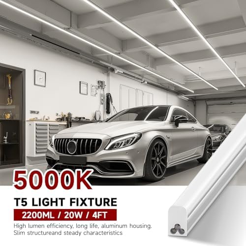 LED Shop Light for Garage, T5, 4FT, 20W, 2200LM, 5000K, 12 Pack - Image 2