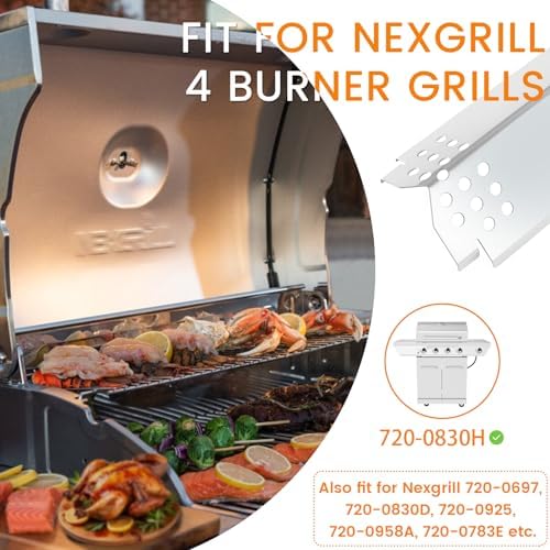 CANDANA Replacement Parts for Nexgrill 4 Burner Heat Tents Home Depot 720-0830H Gas Grill Flame Guards Shield Plates Burner Covers Stainless Steel 14.6" - Image 2