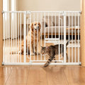 Extra Wide Dog Gate with Adjustable Cat Door, 29.5-48 in,White by FuzzyNest