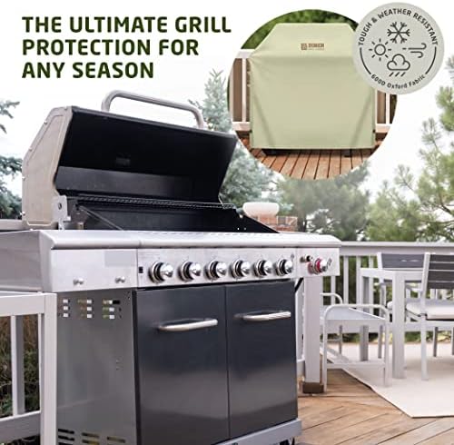 Zober 58 Inch BBQ Grill Cover for Outdoor Grill, Waterproof, Cream - Image 2