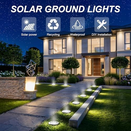 OULONGER 4.6inch Solar Ground Lights, Garden Solar Outdoor Waterproof Pathway Bright In-Ground Landscape Lights for Patio, Lawn, Yard, Driveway, Step and Walkway(White Light 10Packs) - Image 6
